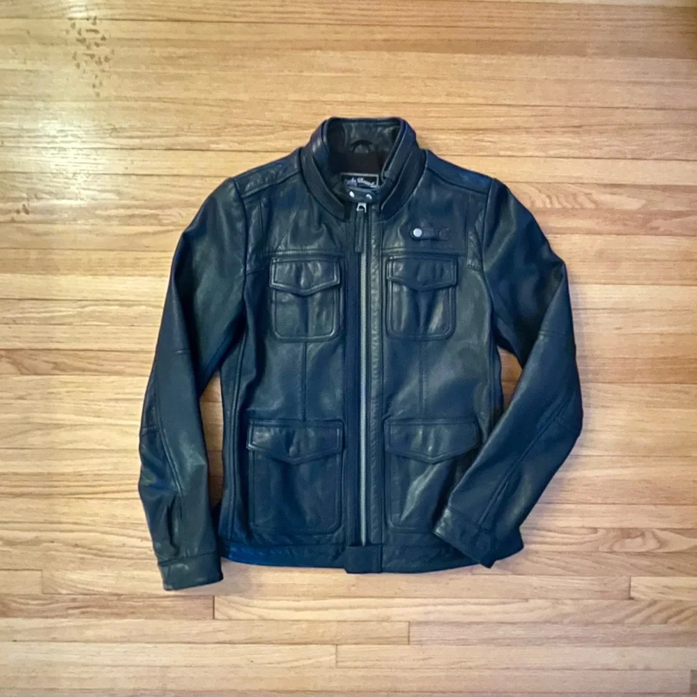 Vintage women’s medium Lucky Brand black leather jacket - Picture 1 of 4